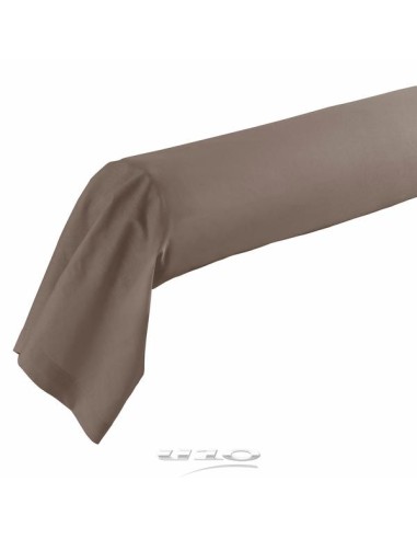 1640725-taie de traversin 85 x 185 cm uni 57 fils lina noisette + point bourdon