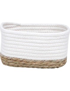 8416421303 - panier rectangulaire pm coton / matiere vegetale 19x11x10 cm - blan