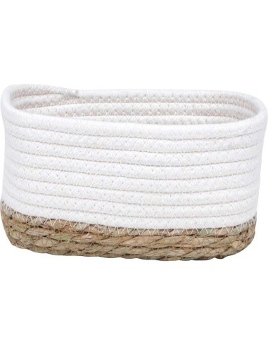 8416421303 - panier rectangulaire pm coton / matiere vegetale 19x11x10 cm - blan