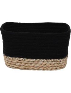 8416424702 - panier rectangulaire mm coton / matiere vegetale 21x13x12 cm - noir