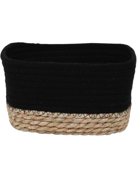 8416424702 - panier rectangulaire mm coton / matiere vegetale 21x13x12 cm - noir