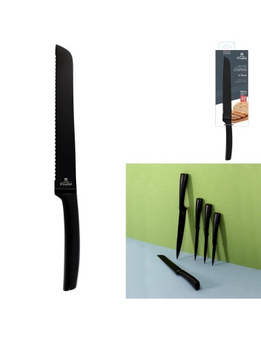 kd3311- couteau a pain acier inoxydable noir lame 20cm m12
