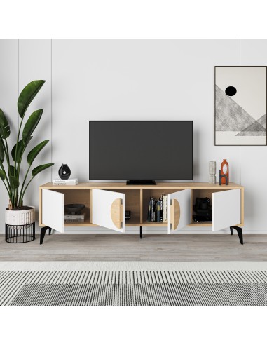 17027 - meuble tv vae 4p 180cm chéne/blanc