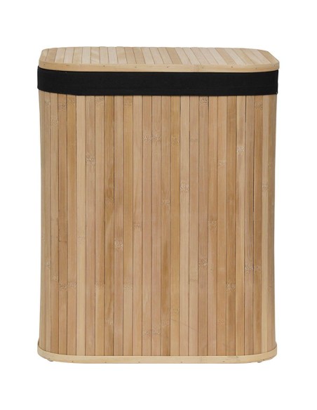 paniere a linge rectangulaire gm bambou 43,5x34,5x54 cm - bambou/tissu noir