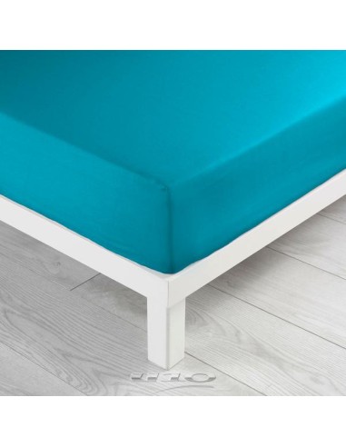 drap housse 2 personnes 160 x 200 cm uni 57 fils lina outremer