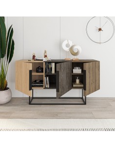 17061 - buffet titan 4p 200cm marron foncé-chéne-noyer pie