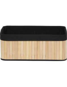 corbeille rectangulaire gm bambou 40x28x16 cm -  bambou/tissu noir
