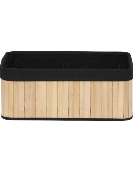 corbeille rectangulaire gm bambou 40x28x16 cm -  bambou/tissu noir