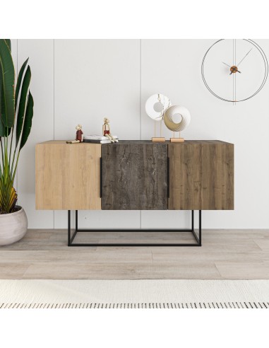 16964 - buffet titan 3p chéne- marron foncé-noyer pieds en