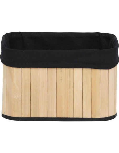 corbeille rectangulaire pm bambou 22x16x14 cm - bambou/tissu noir