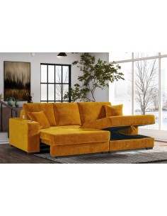 k2498 - canapé angle aline gauche beige lit elect é droite+ coffre é gauche cks0