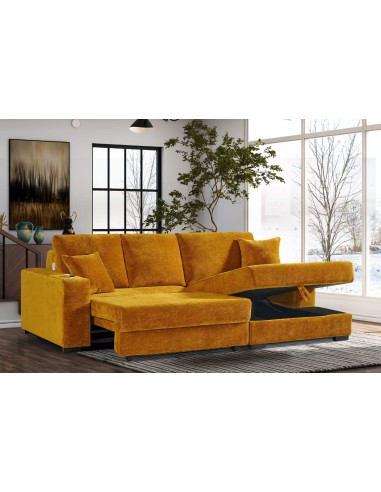 k2498 - canapé angle aline gauche beige lit elect é droite+ coffre é gauche cks0