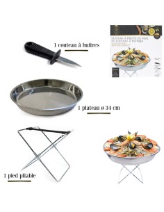 plateau avec support et couteau a huitres