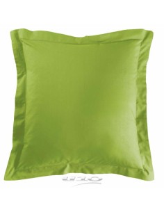 1640688-taie d'oreiller volant plat 63 x 63 cm uni 57 fils lina pistache + point