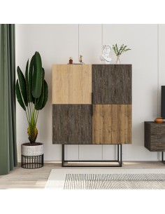 16965 - meuble aux.haut titan 4p chéne-noyer- marron foncé