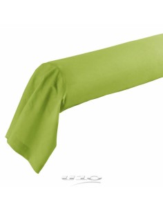 1640722-taie de traversin 85 x 185 cm uni 57 fils lina pistache + point bourdon