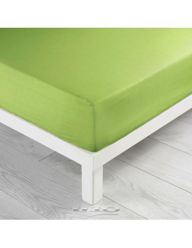 1640654-drap housse 2 personnes 140 x 190 cm uni 57 fils lina pistache