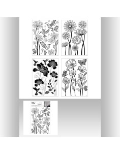 141284 - sticker relief deco fleur ass