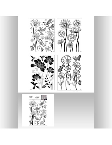 141284 - sticker relief deco fleur ass