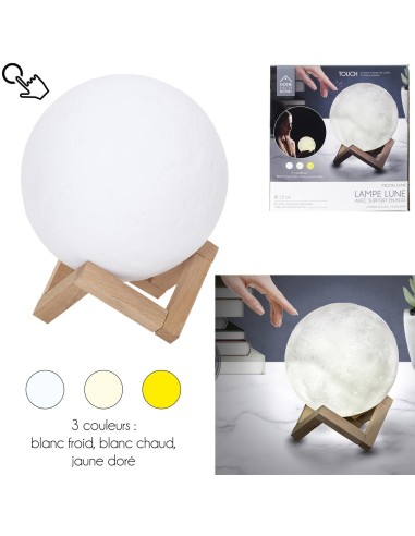 lampe tactile lune ronde 3d d15cm m8
