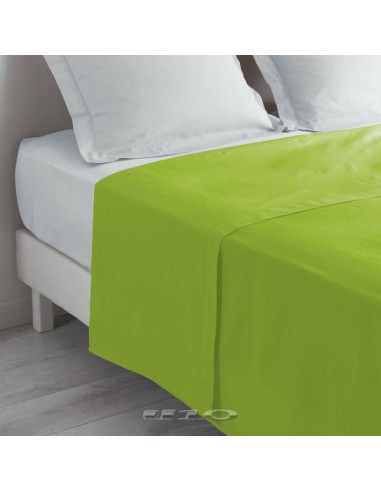 drap plat 2 personnes 240 x 300 cm uni 57 fils lina pistache + point bourdon