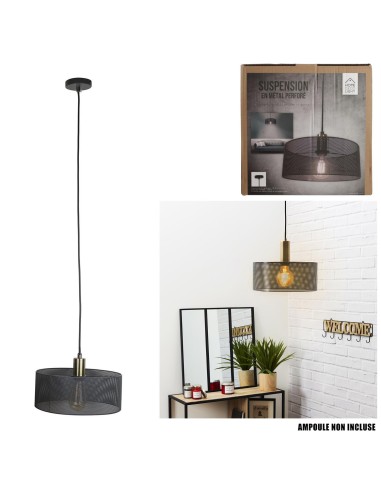 suspension moderne metal gris perfore m4