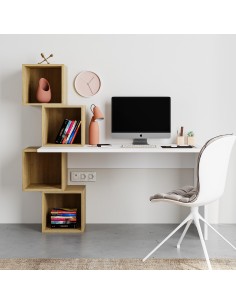 16951 - bureau cubik 4n blanc/chéne