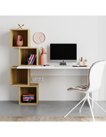 16951 - bureau cubik 4n blanc/chéne