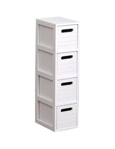 98158100-meuble mdf 4 tiroirs rayes - blanc