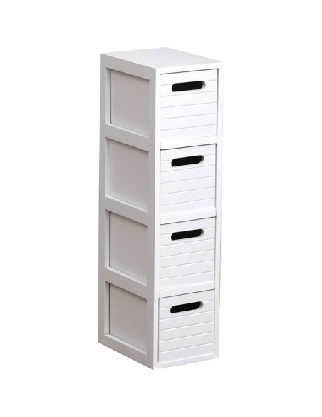 98158100-meuble mdf 4 tiroirs rayes - blanc