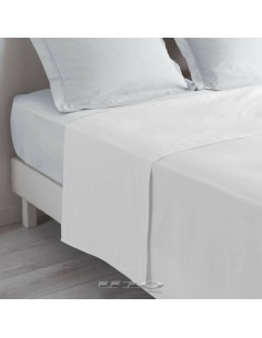 1640616 - drap plat 1 personne 180 x 290 cm uni 57 fils lina blanche + point bou