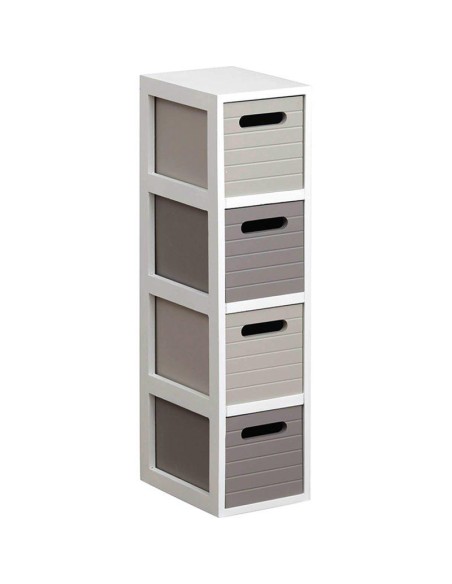 98158200-meuble mdf 4 tiroirs rayes - blanc/taupe