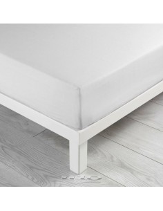1640650 - drap housse 2 personnes 140 x 190 cm uni 57 fils lina blanche