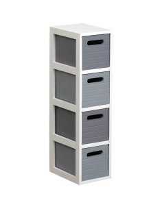 meuble mdf 4 tiroirs rayes - blanc/gris