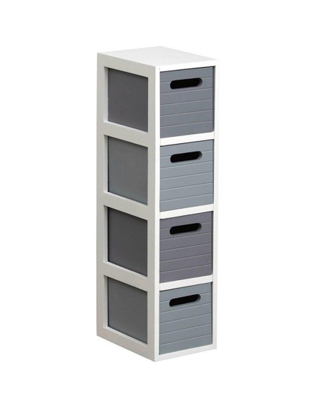 meuble mdf 4 tiroirs rayes - blanc/gris