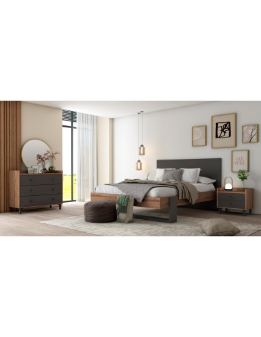 16151_ex - lit coros 140x190 noyer sabi/ardoise