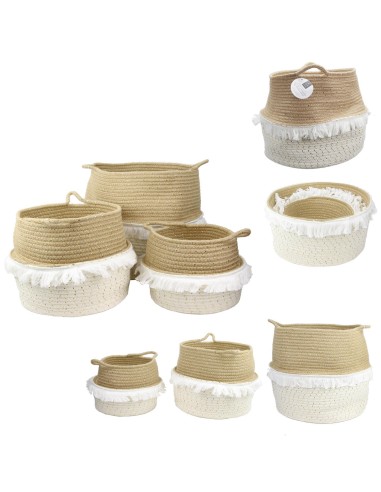 panier rangement a frange et fibre dore gm