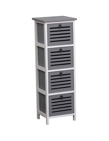 meuble paulownia 4 tiroirs - bicolore bois gris/blanc