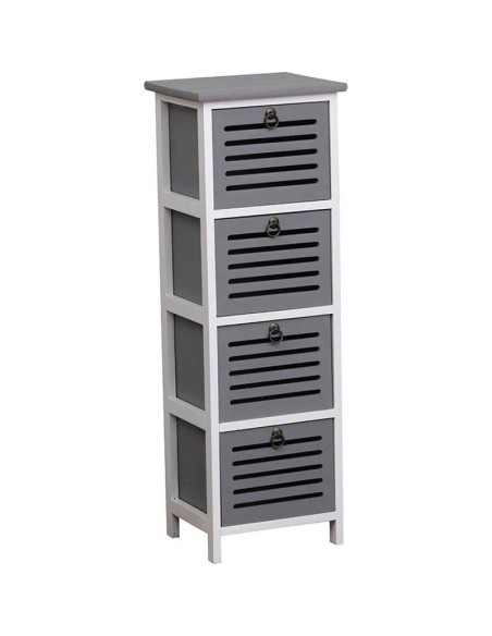 meuble paulownia 4 tiroirs - bicolore bois gris/blanc