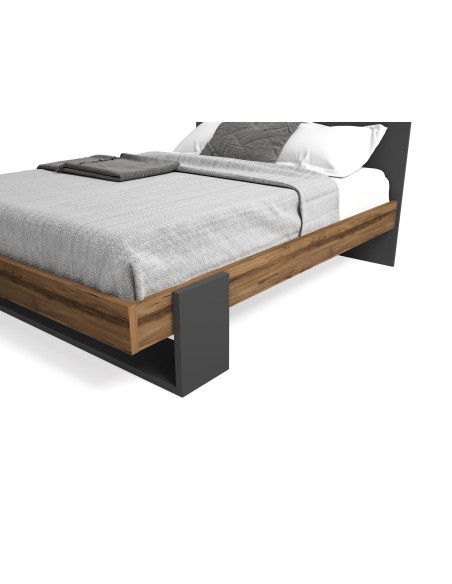 16559_ex - lit coros 160x200 noyer sabi/ardoise