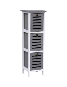 meuble paulownia 3 tiroirs - bicolore bois gris/blanc