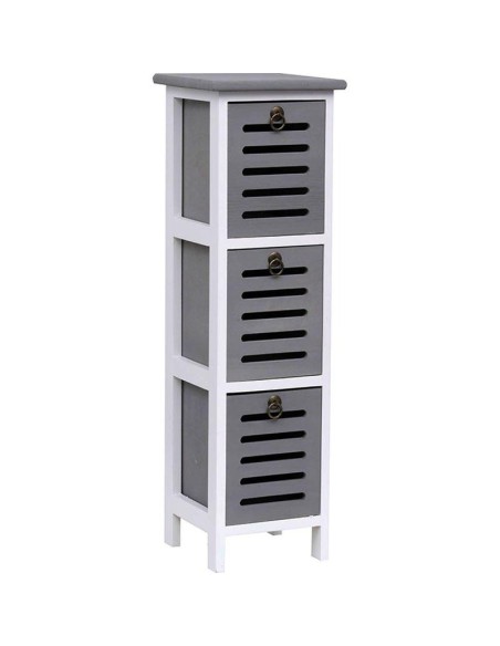 meuble paulownia 3 tiroirs - bicolore bois gris/blanc