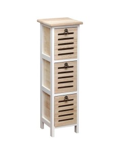 98169213-meuble paulownia 3 tiroirs - bicolore bois naturel/blanc