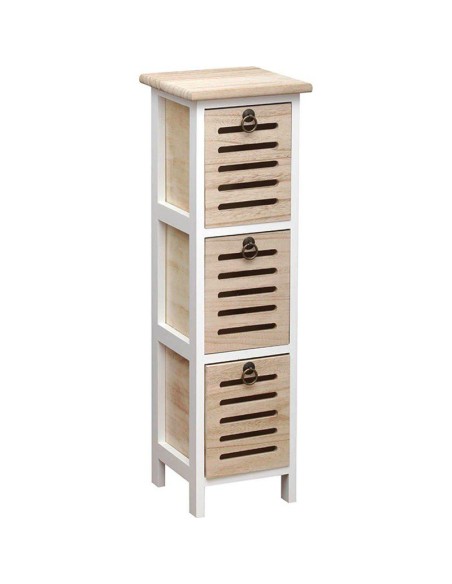 98169213-meuble paulownia 3 tiroirs - bicolore bois naturel/blanc