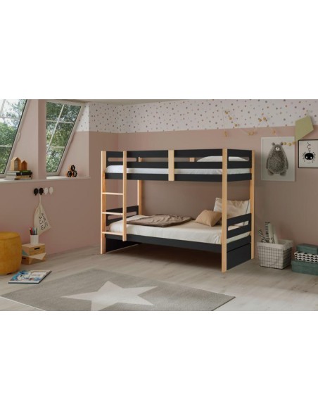 15120 - lit superposé 0.90 keisly anthracite/naturel