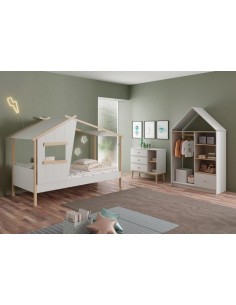 16628 - lit cabane luba 90cm blanc/cire blanc