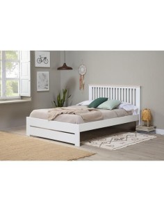 15778 - lit leba 140x190 blanc/cire blanc a/sommier