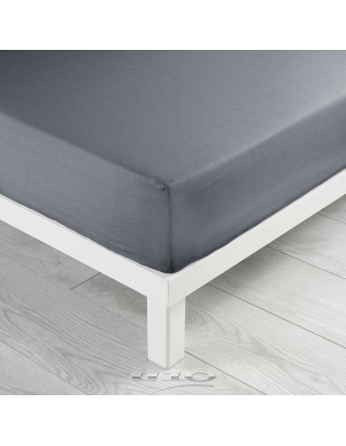 1641318 - drap housse 2 personnes 180 x 200 cm uni 57 fils lina gris souris