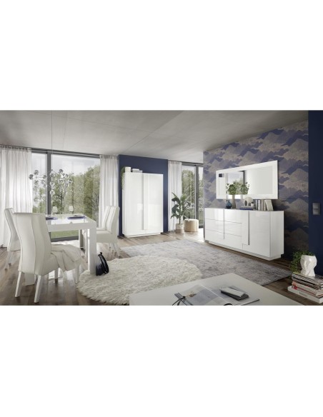 17687 - buffet zenya 2p3t blanc laqué brillant