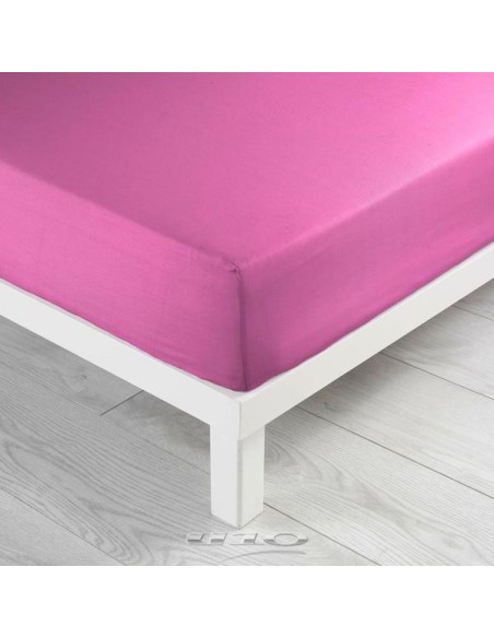 1641321 - drap housse 2 personnes 180 x 200 cm uni 57 fils lina bois de rose